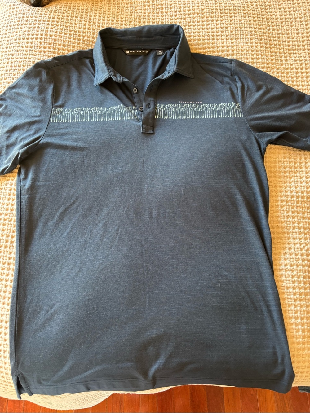 Travis Mathew Navy Polo with Horizontal Contrast Stripe